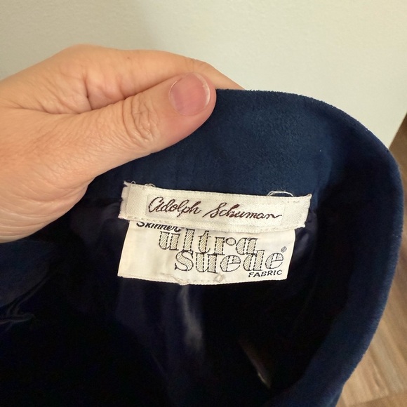 VTG Adolph Schuman UltraSuede Brand Fabric Blue Suede Leather Skirt Made USA M - Picture 3 of 3